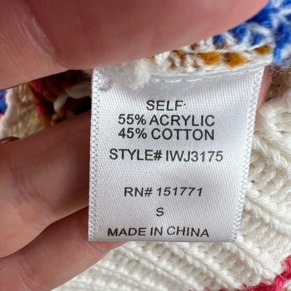 Le Lis Multicolor Crochet Striped Cardigan Sweater Womens Small - Picture 4 of 8